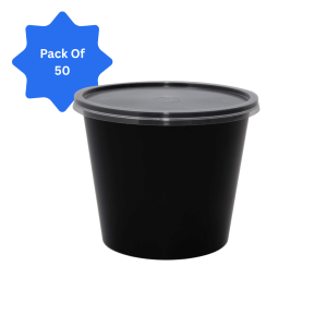 Round Container, Black, Pack of 50, 750 ml
