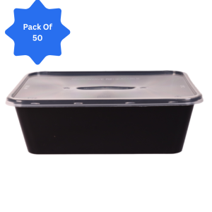Rectangle Container, Black, Pack of 50, 750 ml